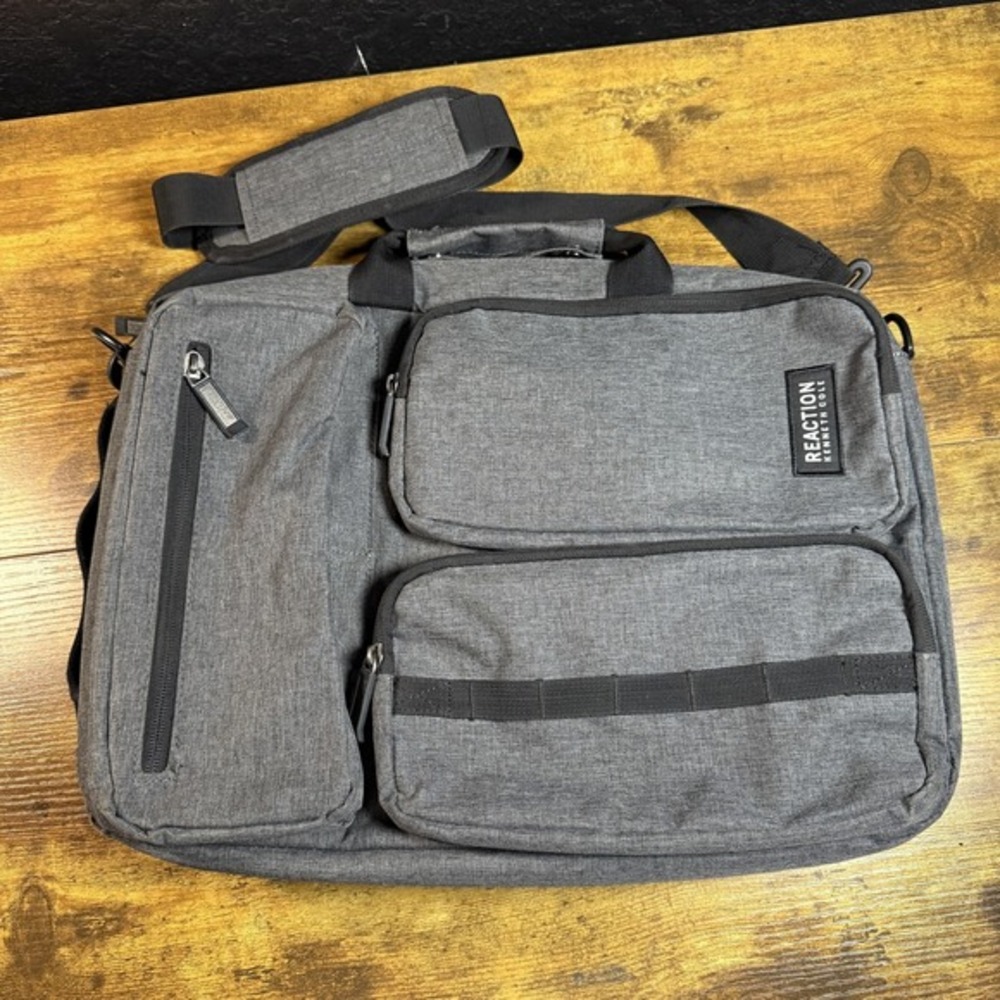 Kenneth Cole Reaction Grey Polyester Laptop Messenger Briefcase Bag Mens‎ OS